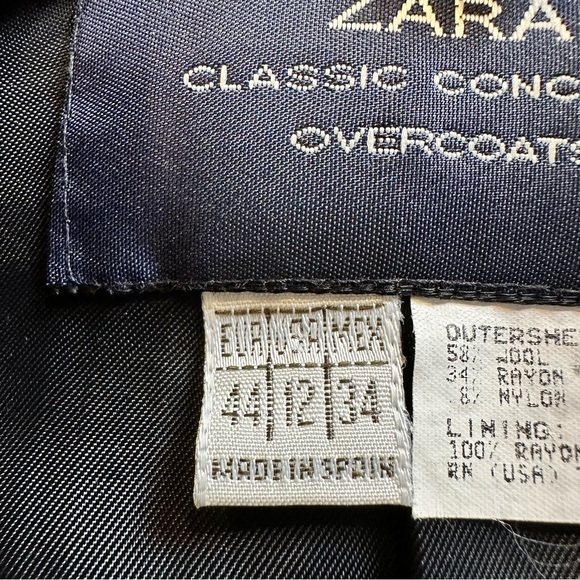 Zara Classic concepts wool blend coat sz 44/12 Black Zip Up Pockets Md In Spain - Picture 16 of 16